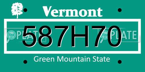 587H70 Vermont License Plate