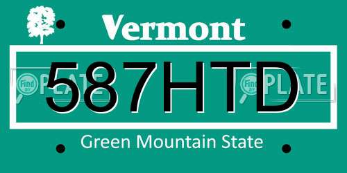 587HTD Vermont License Plate