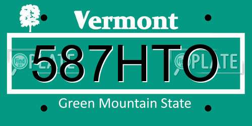 587HTO Vermont License Plate