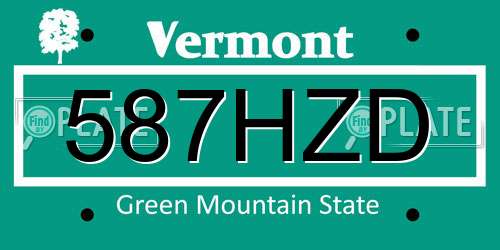 587HZD Vermont License Plate