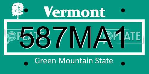 587MA1 Vermont License Plate