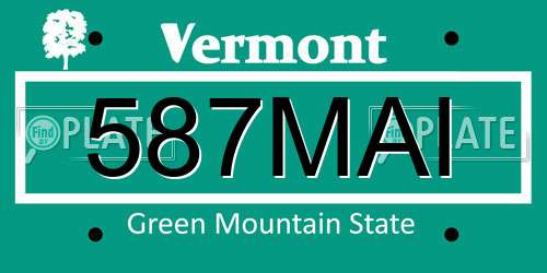 587MAI Vermont License Plate