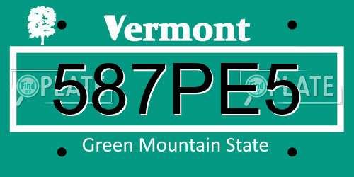 587PE5 Vermont License Plate