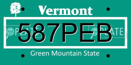 587PEB Vermont License Plate