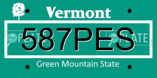 587PES Vermont License Plate