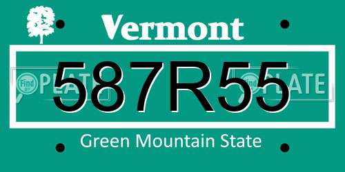 587R55 Vermont License Plate