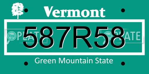 587R58 Vermont License Plate