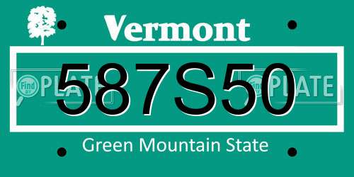 587S50 Vermont License Plate