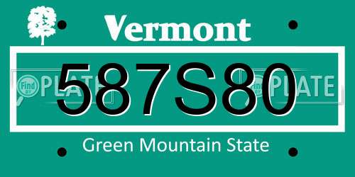 587S80 Vermont License Plate