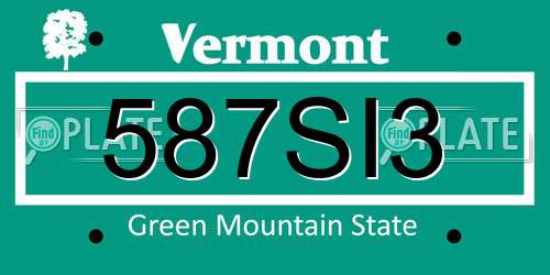587SI3 Vermont License Plate