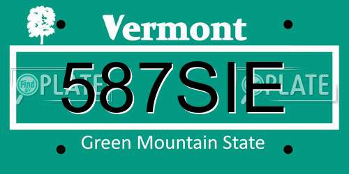 587SIE Vermont License Plate