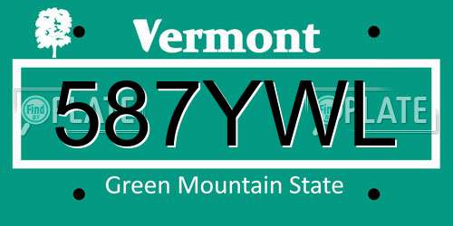587YWL Vermont License Plate