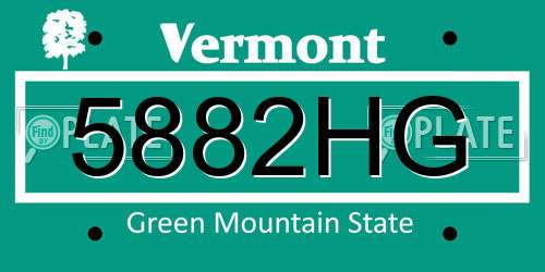 5882HG Vermont License Plate