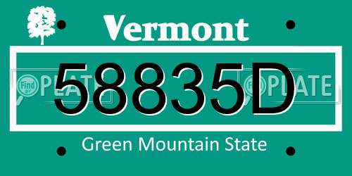 58835D Vermont License Plate
