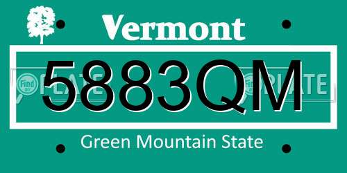 5883QM Vermont License Plate