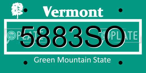 5883SO Vermont License Plate