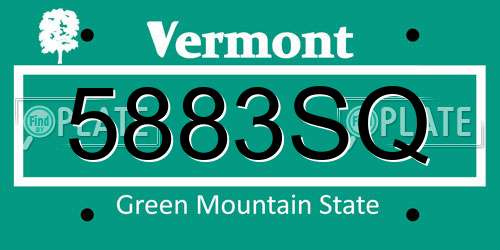 5883SQ Vermont License Plate