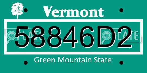 58846D2 Vermont License Plate