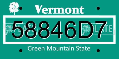 58846D7 Vermont License Plate