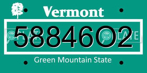 58846O2 Vermont License Plate