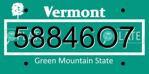 58846O7 Vermont License Plate