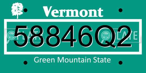 58846Q2 Vermont License Plate