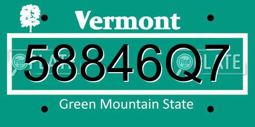 58846Q7 Vermont License Plate