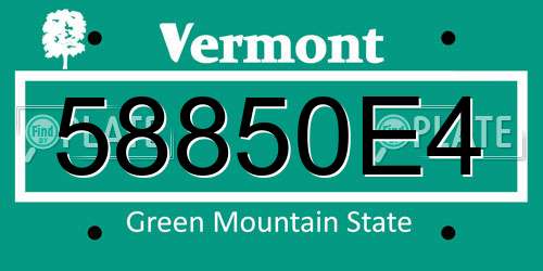 58850E4 Vermont License Plate