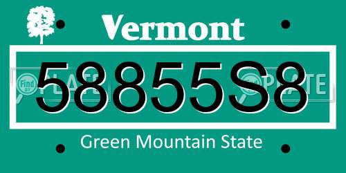 58855S8 Vermont License Plate