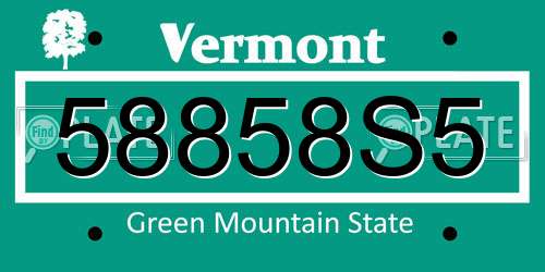 58858S5 Vermont License Plate