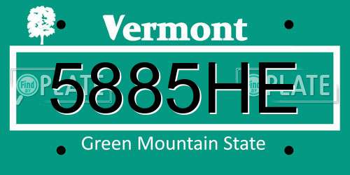 5885HE Vermont License Plate