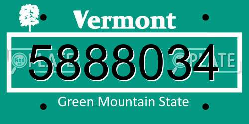 5888034 Vermont License Plate