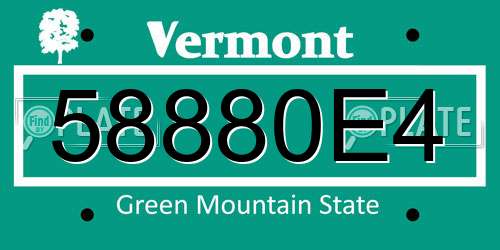 58880E4 Vermont License Plate