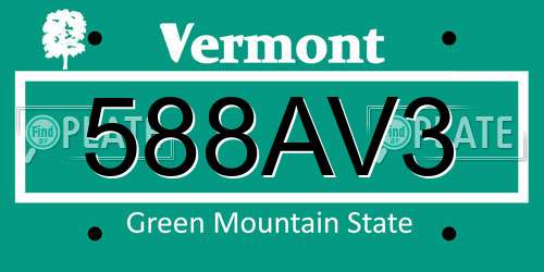 588AV3 Vermont License Plate