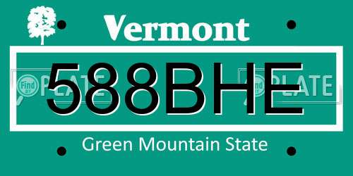 588BHE Vermont License Plate