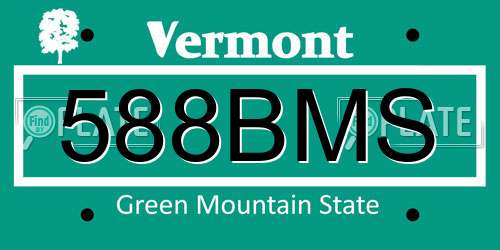 588BMS Vermont License Plate