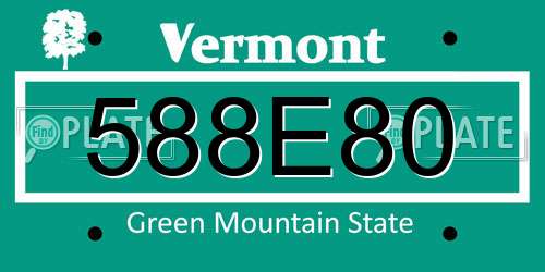 588E80 Vermont License Plate