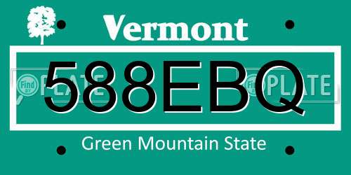 588EBQ Vermont License Plate