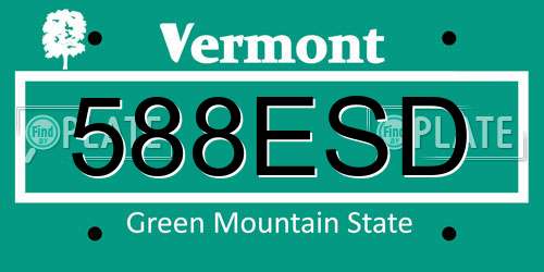 588ESD Vermont License Plate