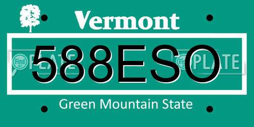 588ESO Vermont License Plate
