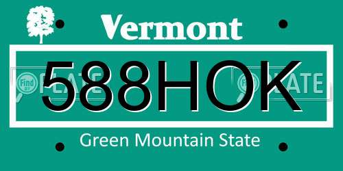 588HOK Vermont License Plate