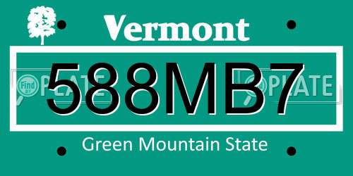588MB7 Vermont License Plate