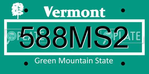 588MS2 Vermont License Plate