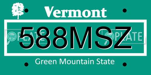 588MSZ Vermont License Plate