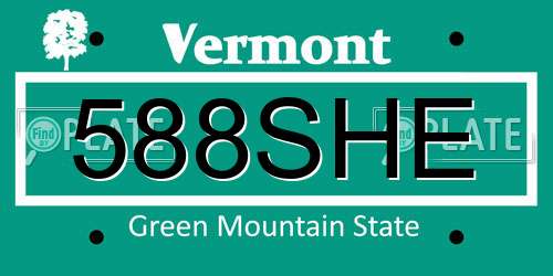 588SHE Vermont License Plate