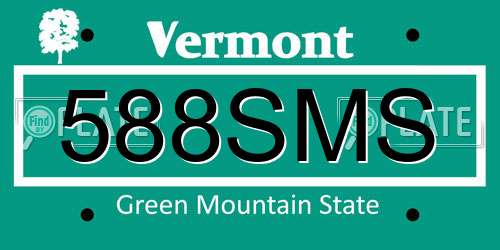 588SMS Vermont License Plate
