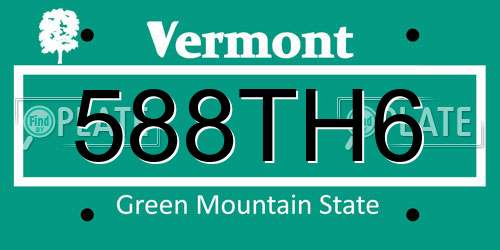 588TH6 Vermont License Plate