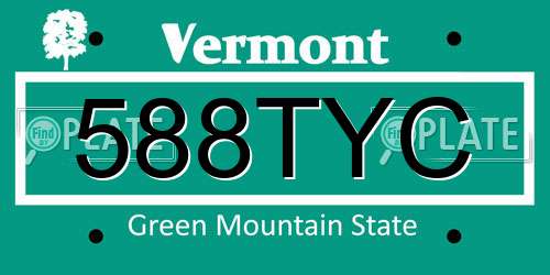 588TYC Vermont License Plate
