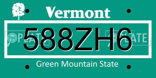 588ZH6 Vermont License Plate