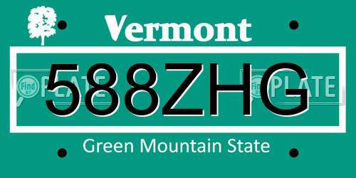 588ZHG Vermont License Plate